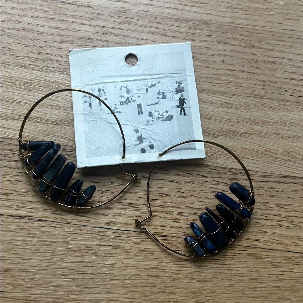 Anthropologie Gold and Navy Earrings